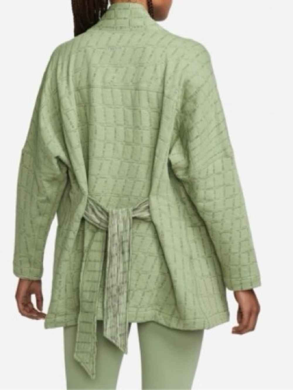 Nike Yoga Fit Reversible Olive Green Tie-Waist Therma fit Luxe Jacquard Kimono - Picture 10 of 11